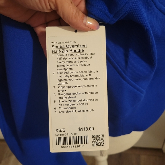 LULULEMON GALACTIC COBALT OVERSIZED HALF ZIP SCUBA HOODIE - Picture 3 of 5